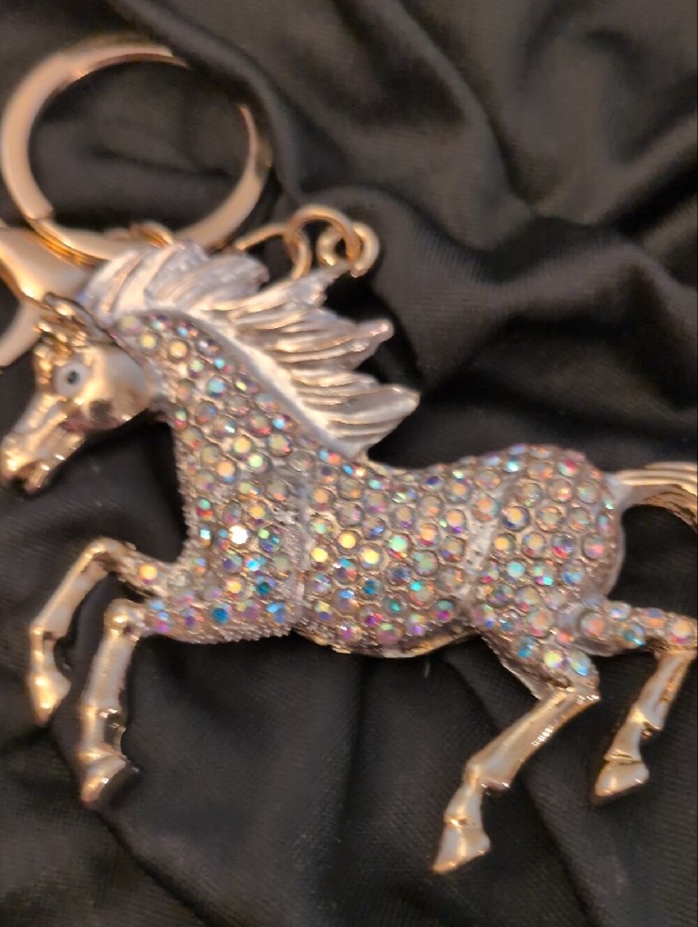 Rhinestone Horse Bag Charm/ Keychain - Sparkling Gold Accent - Picture 3 of 5